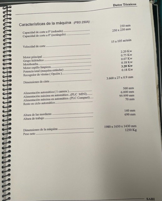 Sierra automática Sabi PBS 250A con CNC - Imagen 14