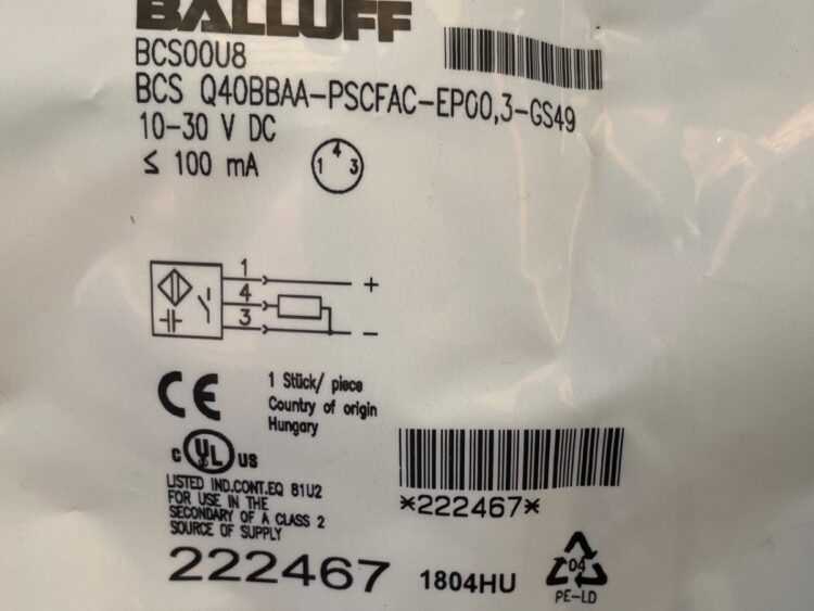 Alternative view of Sensores Láser Balluff BCS00U8 BCS Q40BBAA-PSCFAC-EP00