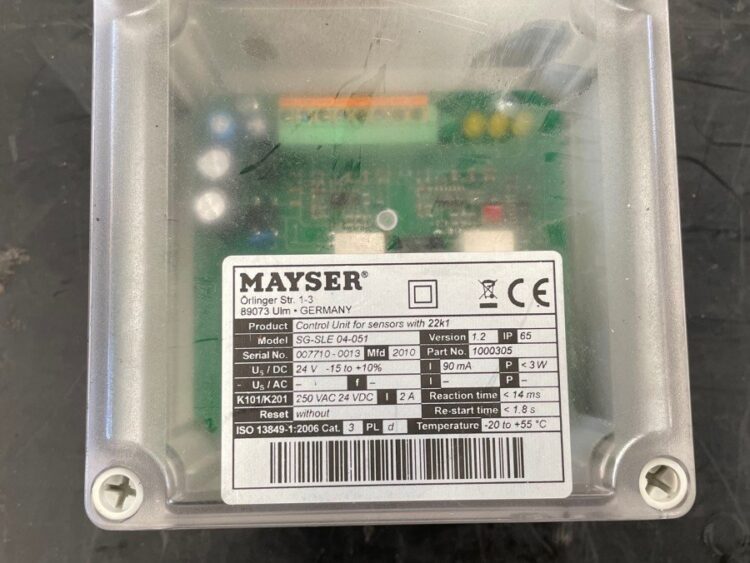 Unidad de Control Mayser Base Control para Sensores Modelo SG-SLE 04-051