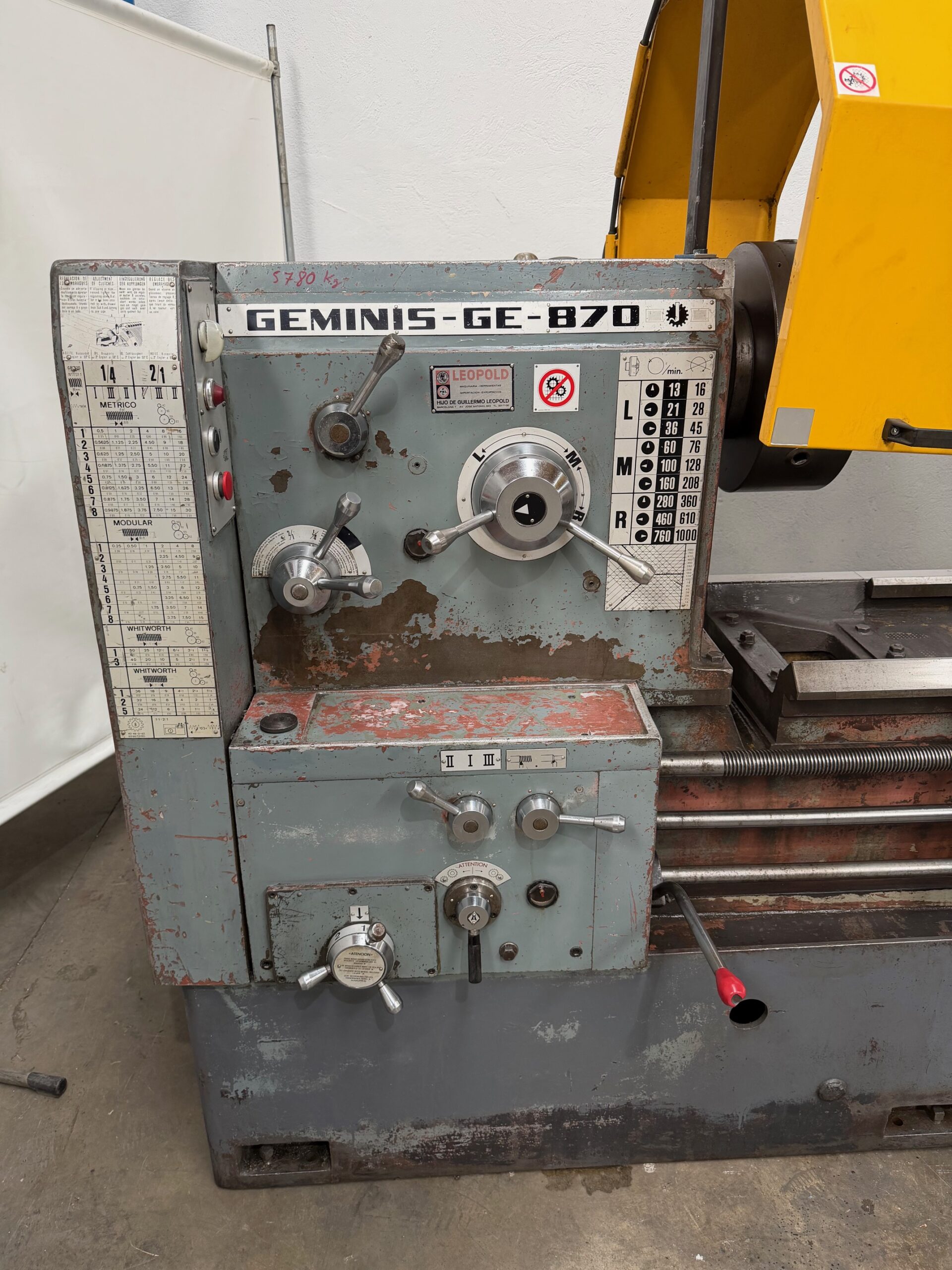 Torno Geminis GE 870x4000mm vista general - Valcomaq