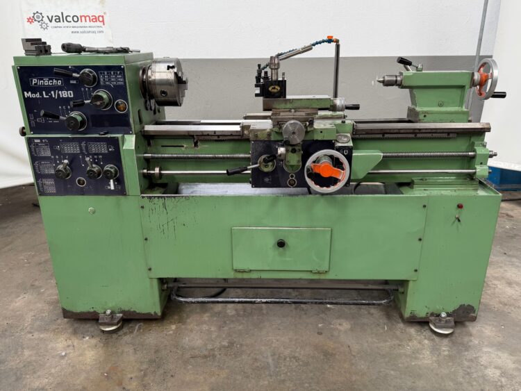Torno Pinacho L1 180 × 1100 mm con Plato y Torreta Rápida