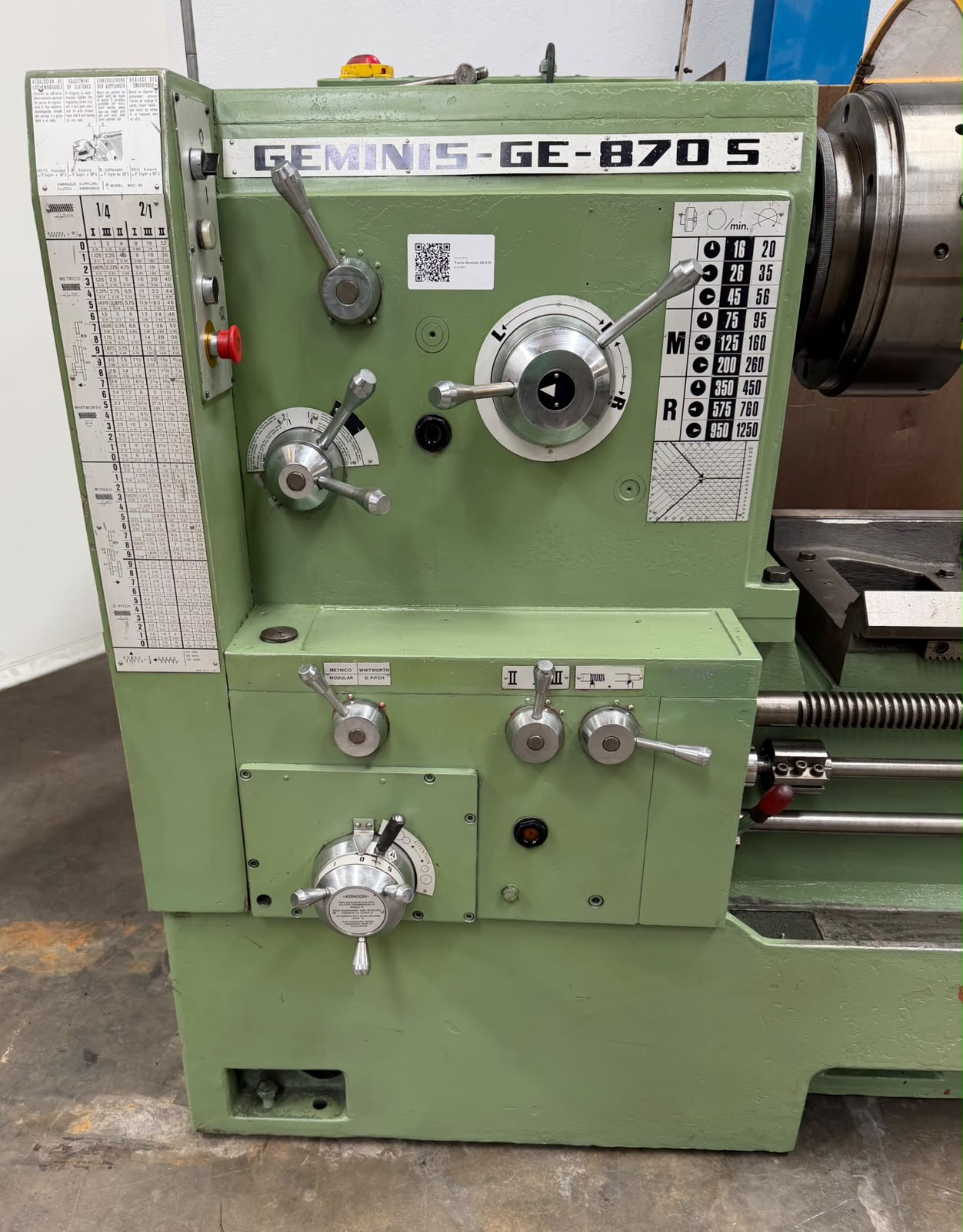 Torno Geminis GE 870 S de 4000 mm entre Puntos con Visualizador de Cotas - Imagen 4