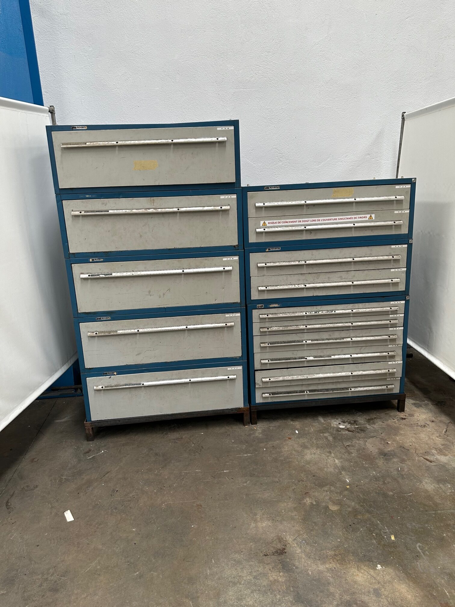 Set of Metal Storage Cabinets with 15 Drawers