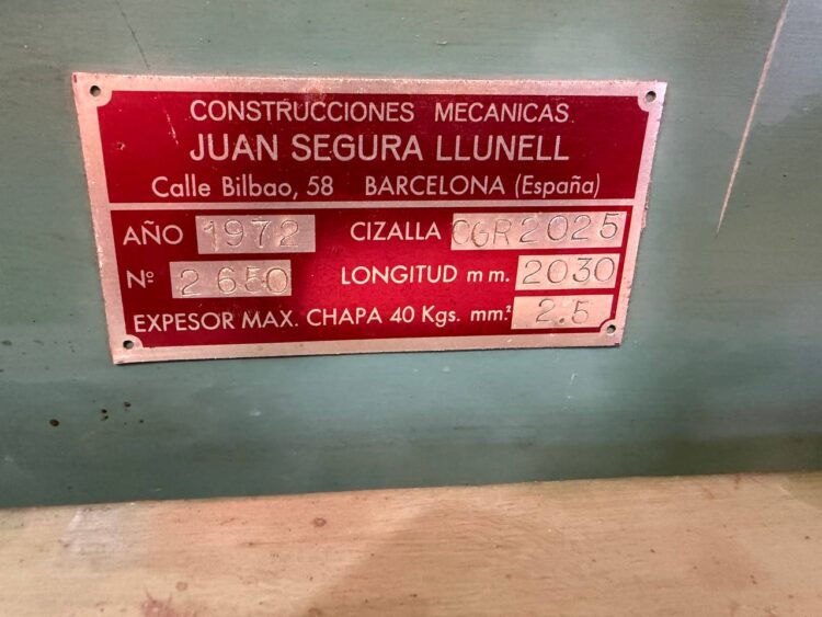 Cizalla Mecánica Llunell CGR 2025 de 2030 mm - Imagen 8