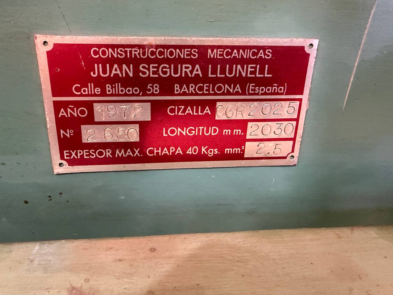 Cizalla Mecánica Llunell CGR 2025 de 2030 mm - Imagen 8